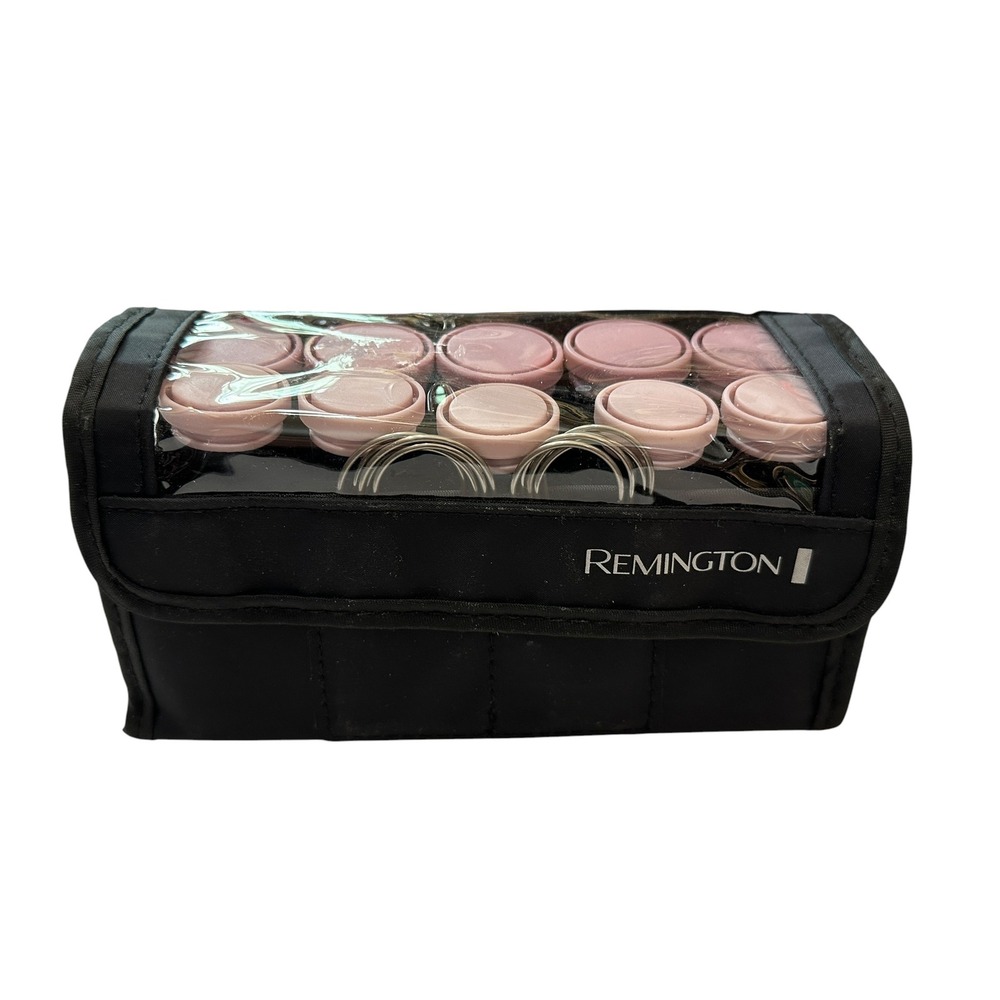 Remington H1015 Compact Ceramic Hot Rollers 10 Piece Set Pink Black Travel Case